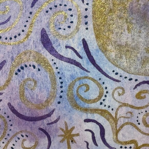 Art Watercolor Magnet Moon and Swirls Handmade - Picture 2 of 3